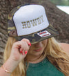 Howdy Embroidered Green Camo Trucker
