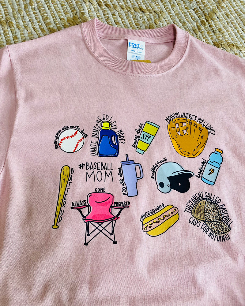 Mom Baseball Favorites Tee In Pink