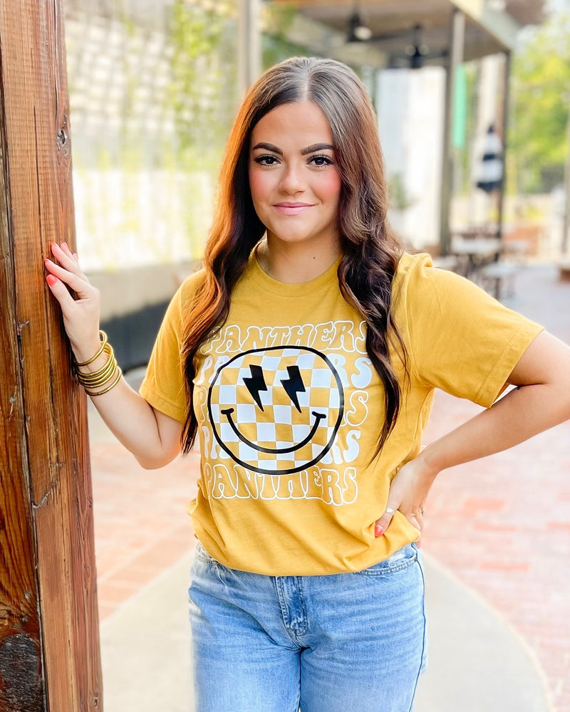 Panthers Checkered Smiley Tee