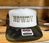 Howdy Embroidered Green Camo Trucker