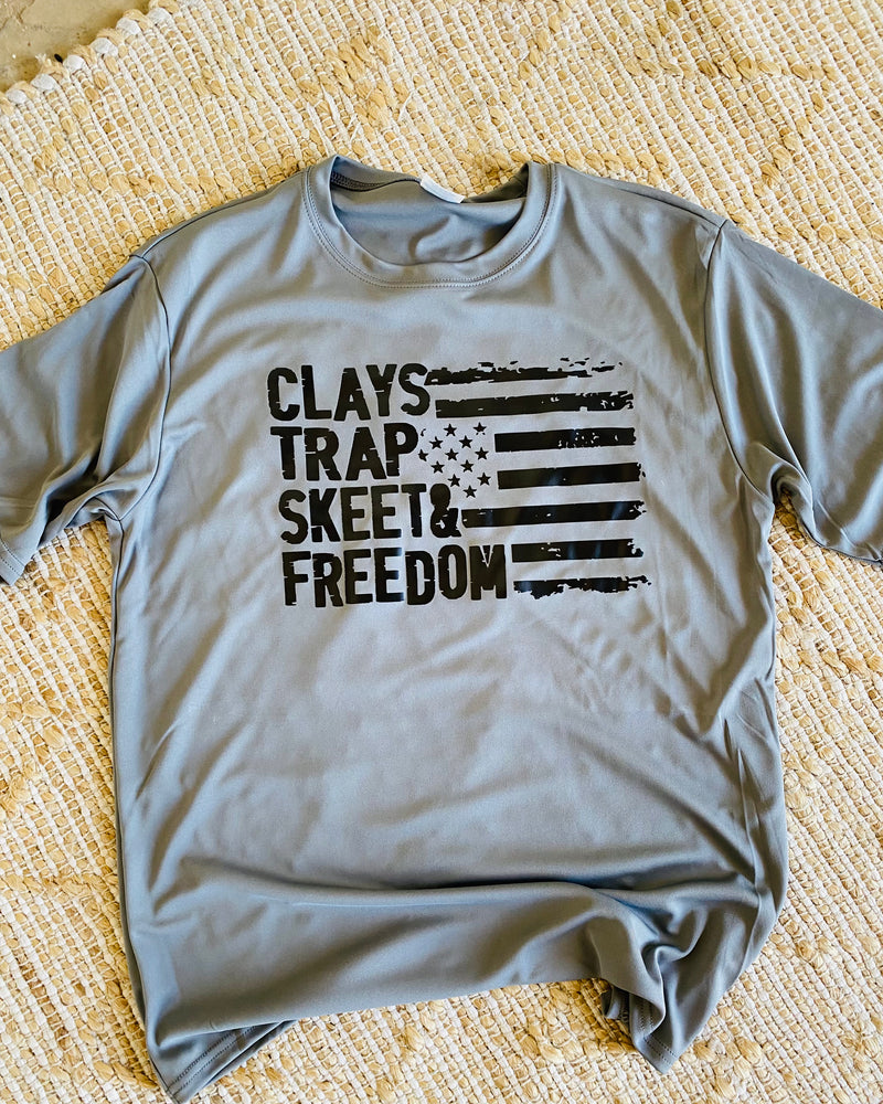 Clays Trap Skeet Grey Drifit Tee