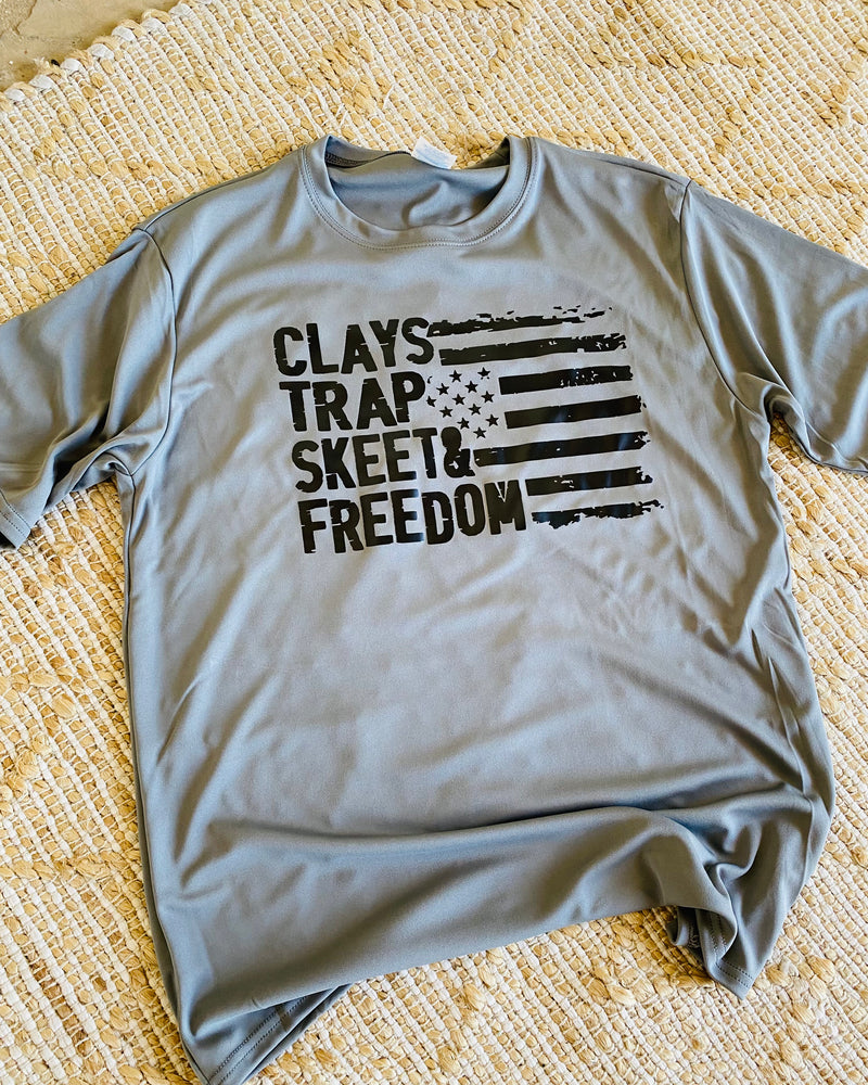 Clays Trap Skeet Grey Drifit Tee