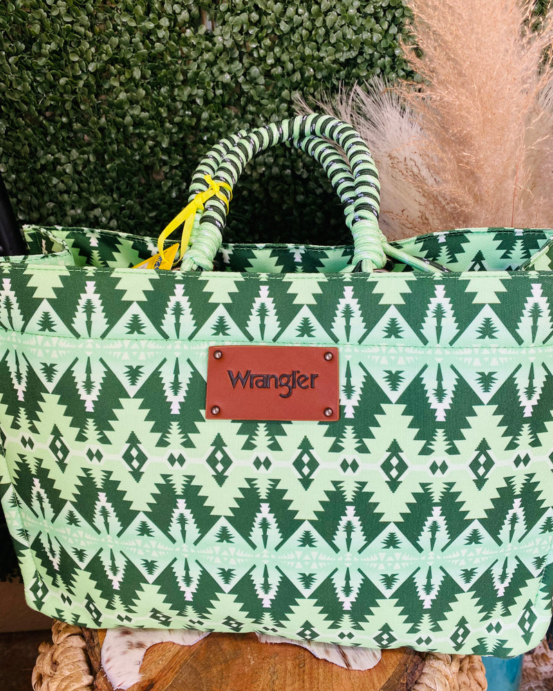 Wrangler Southwestern Canvas Tote In Green