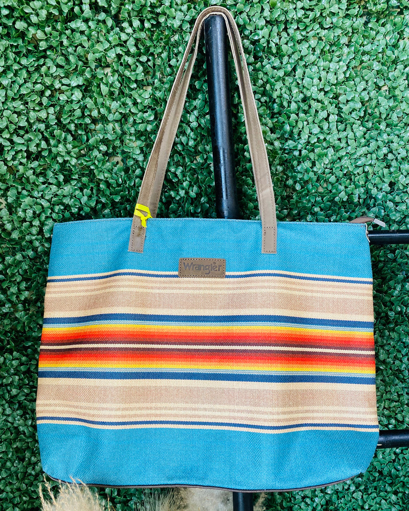 Wrangler Aztec Canvas Tote In Turquoise