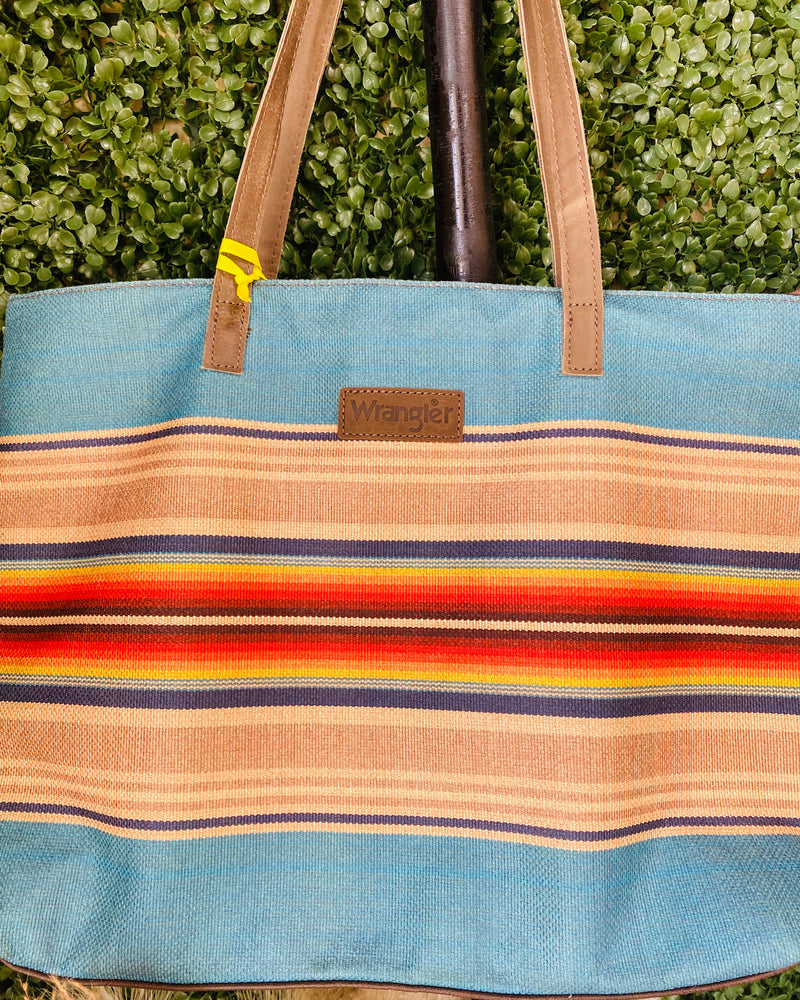 Wrangler Aztec Canvas Tote In Turquoise