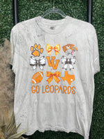 Go Leopards Bow Tee In Grey