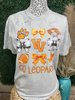 Go Leopards Bow Tee In Grey