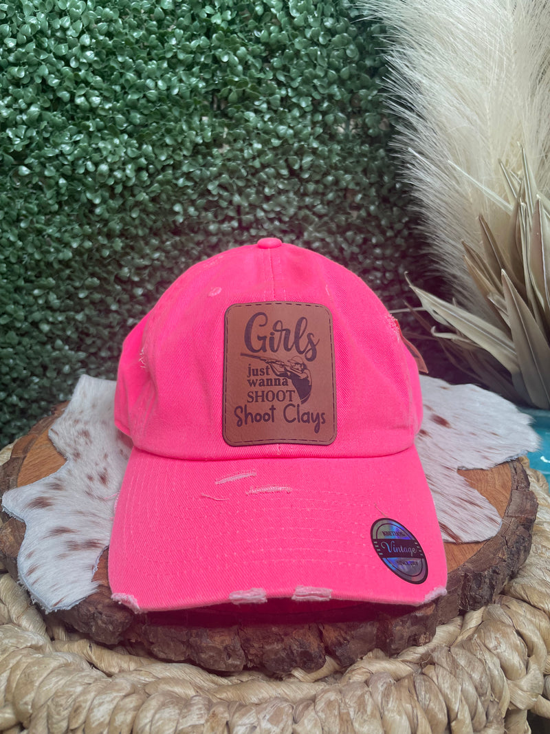 Girls Just Wanna Shoot Clays Pink Cap