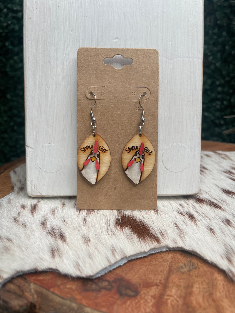 Show Girl Chicken Earrings