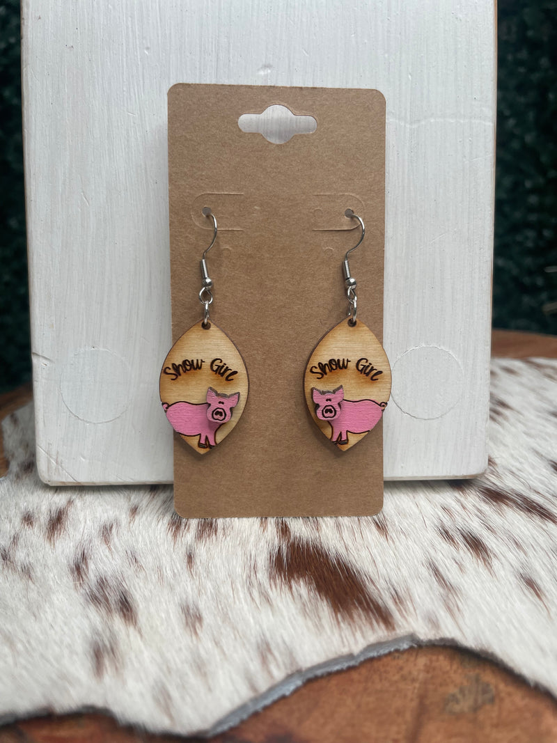 Show Girl Pig Earrings