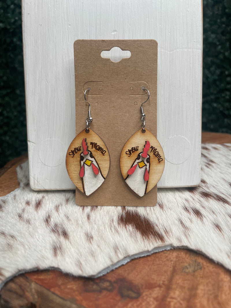 Show Mama Chicken Earrings