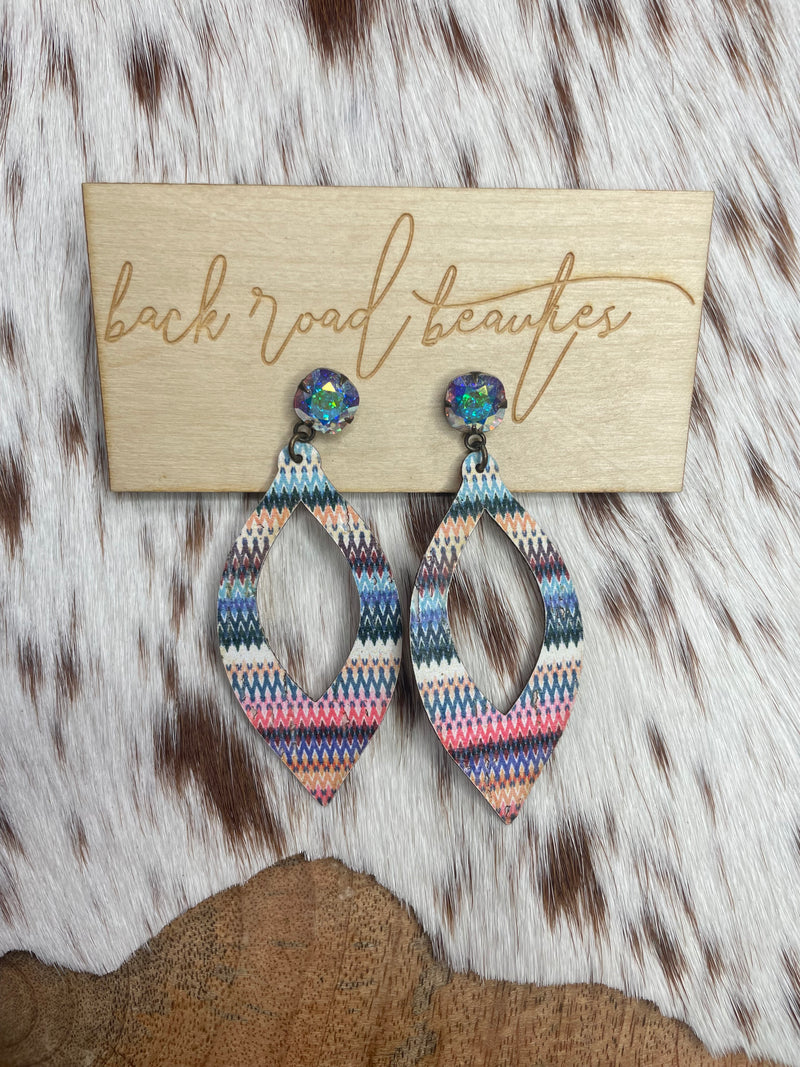 Striped Open Teardrop Earrings