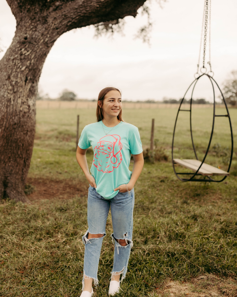 Turquoise Santa Tee