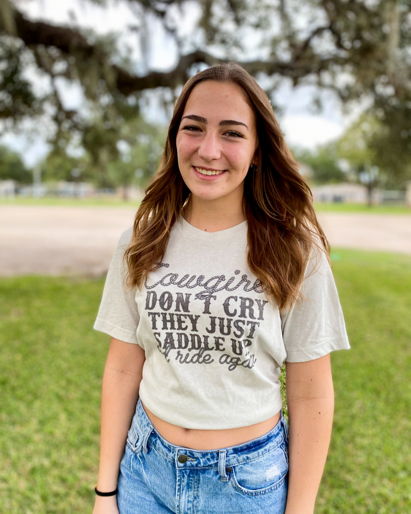 Cowgirls Don't Cry Taupe Tee