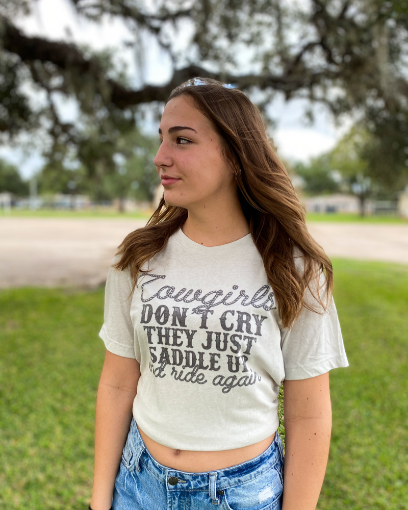 Cowgirls Don't Cry Taupe Tee