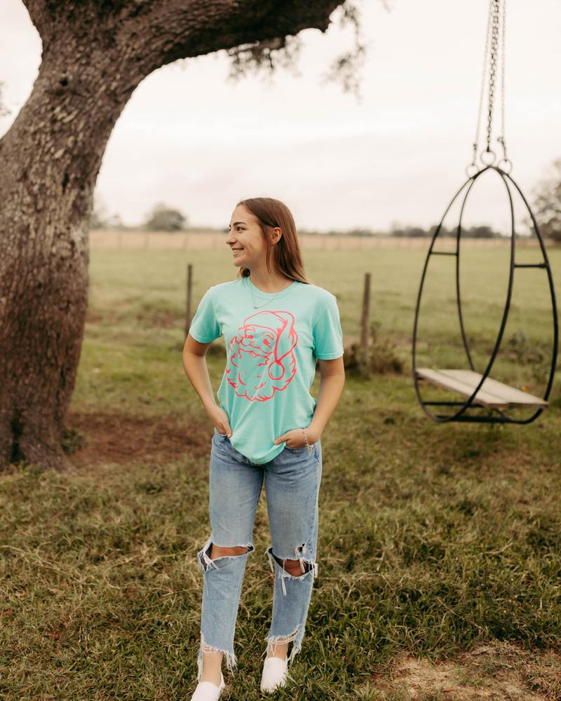 Turquoise Santa Tee