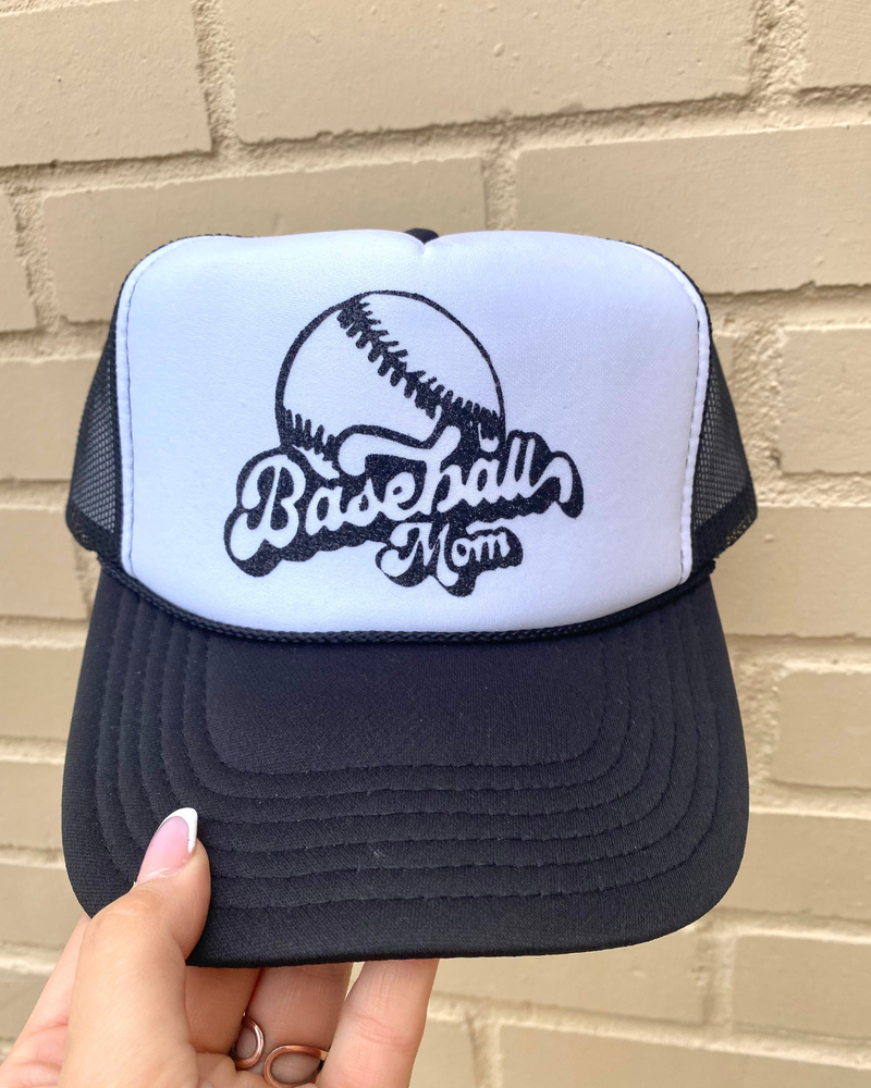 Baseball Mom Blk Trucker Hat