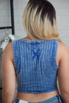 Sweet Label Scoop Tank In Blue