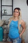 Washed Aura Ribbed Tank In Blue