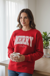 MERRY Christmas Embroidered Sweatshirt In Red