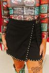 Wrap Studded Buckle Skort