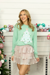 The Mint Sequin Tree Top