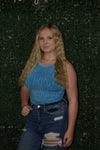 The Breezy Rib Tank In Blue