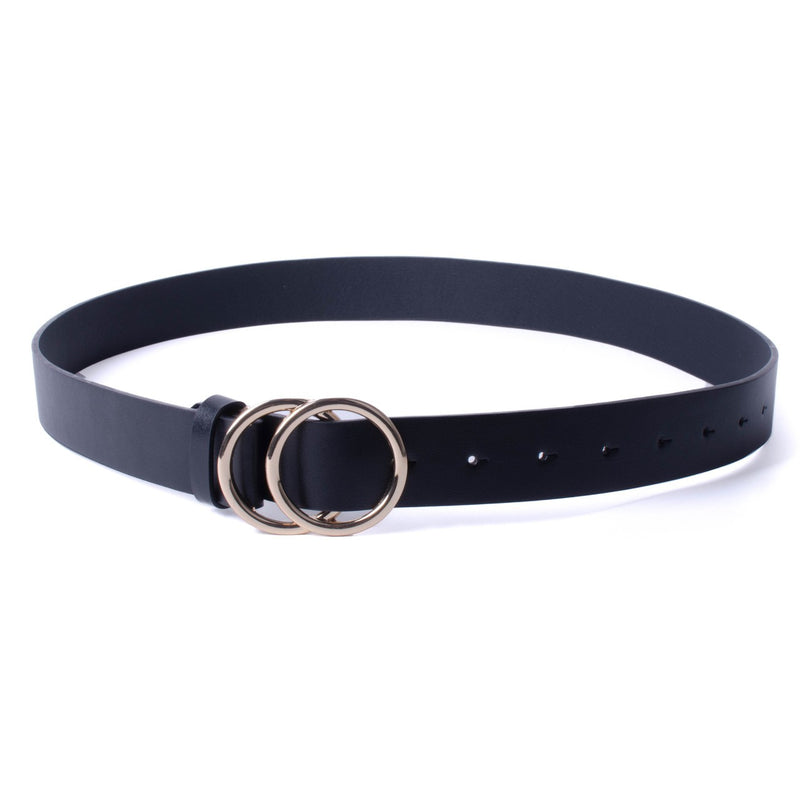 Women's Faux Leather Double Circle Buckle Belt