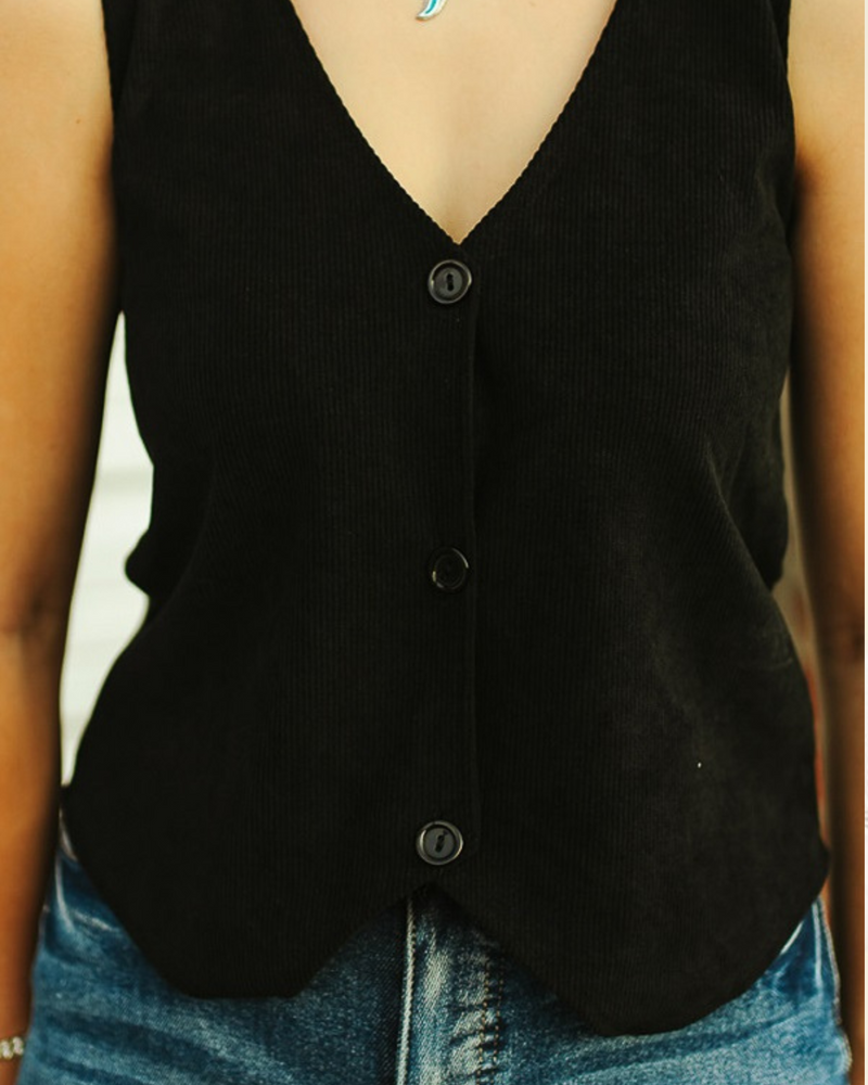 Rachel Corduroy Button Down Vest