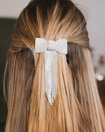 Silver Bow Rhinestone Hair Clip