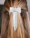 Silver Bow Rhinestone Hair Clip