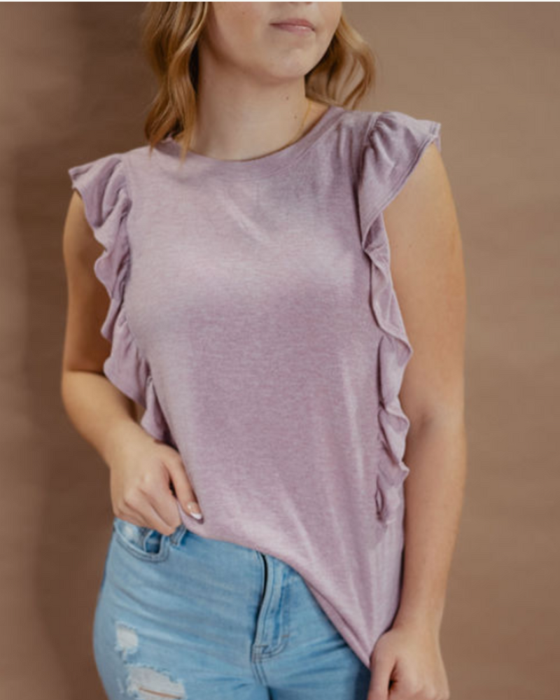 Kinley Ruffle Charm Top in Lilac