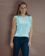 Kinley Ruffle Charm Top in Teal