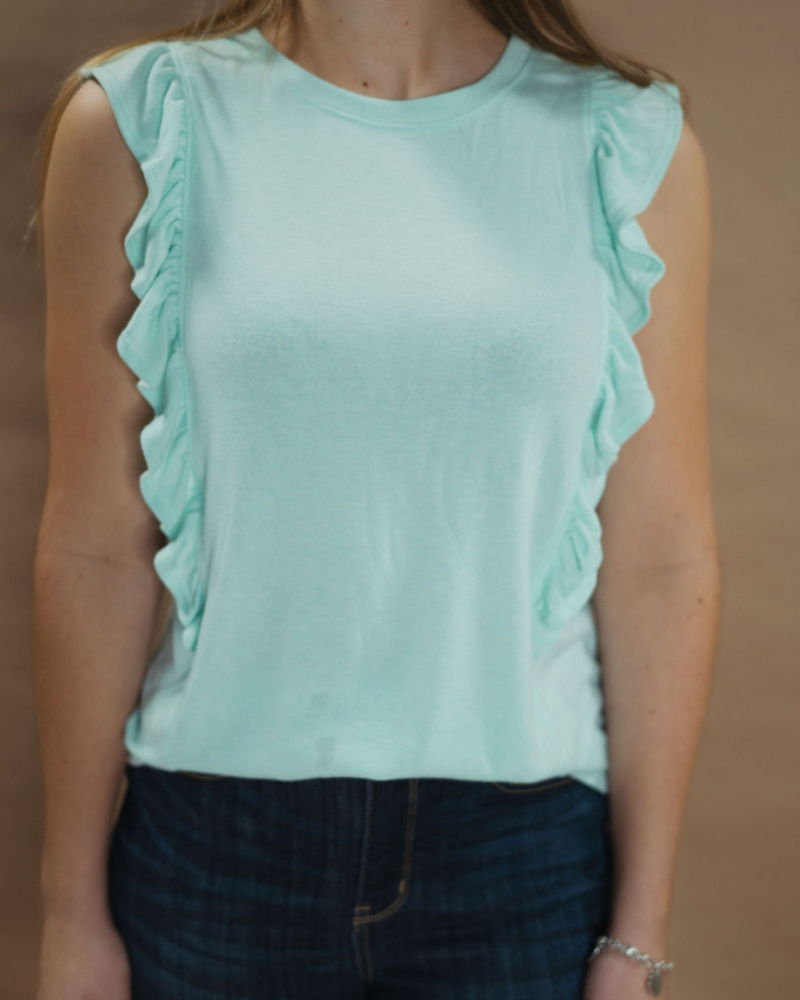 Kinley Ruffle Charm Top in Teal