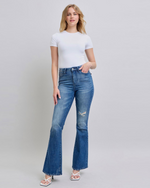 Mavrick High Rise Contrast Wash Flare Jean