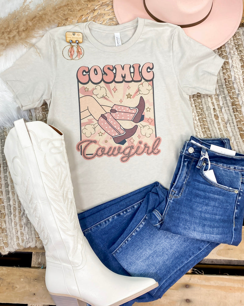 Cosmic Cowgirl Boot Cement Tee