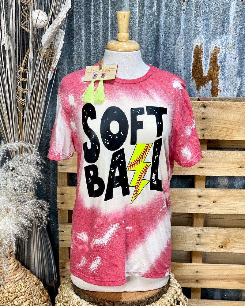 Softball Bolt Bleached Tee