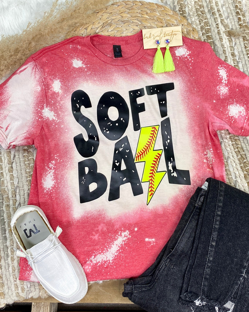 Softball Bolt Bleached Tee