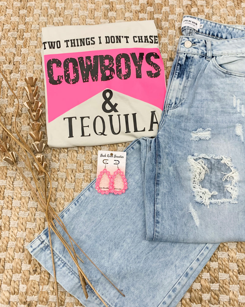 Cowboys And Tequila Tee In Cement