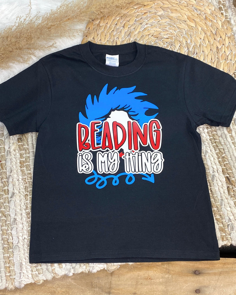 Kids Reading Is My Thing Black Tee