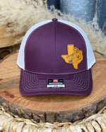 Roughnecks Leather Patch Cap In Maroon