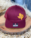 Roughnecks Leather Patch Cap In Burgundy