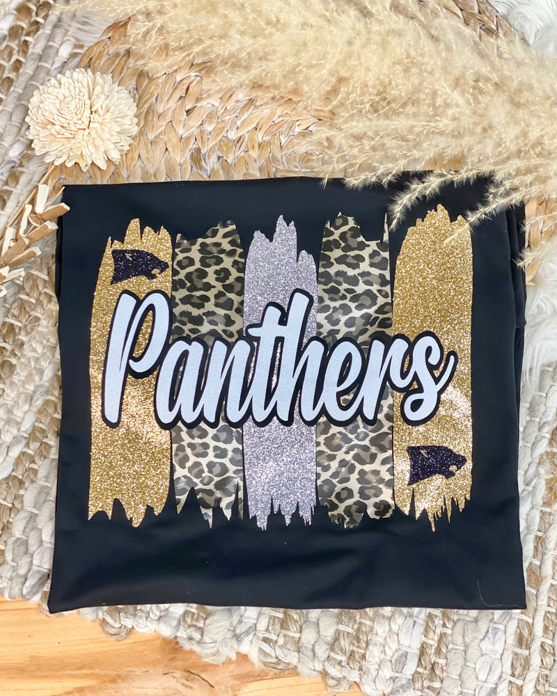 Panthers Stripe School Spirit Tee In Glitter