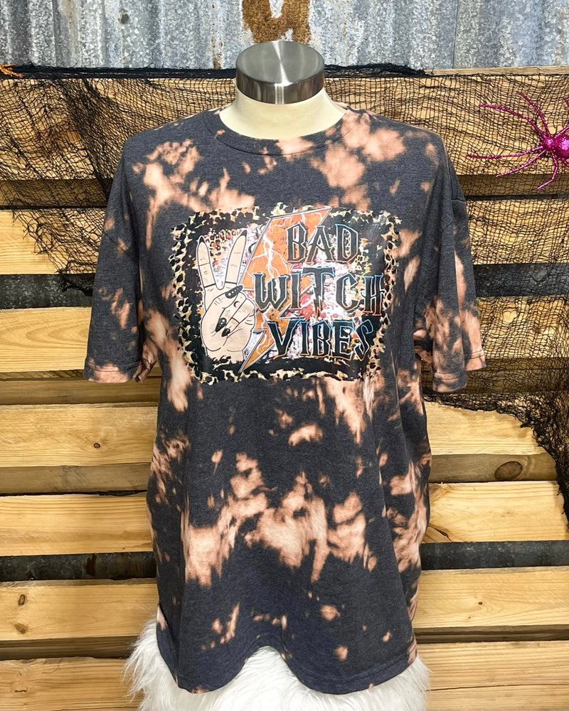 Bad Witch Vibes Charcoal Bleached Tee