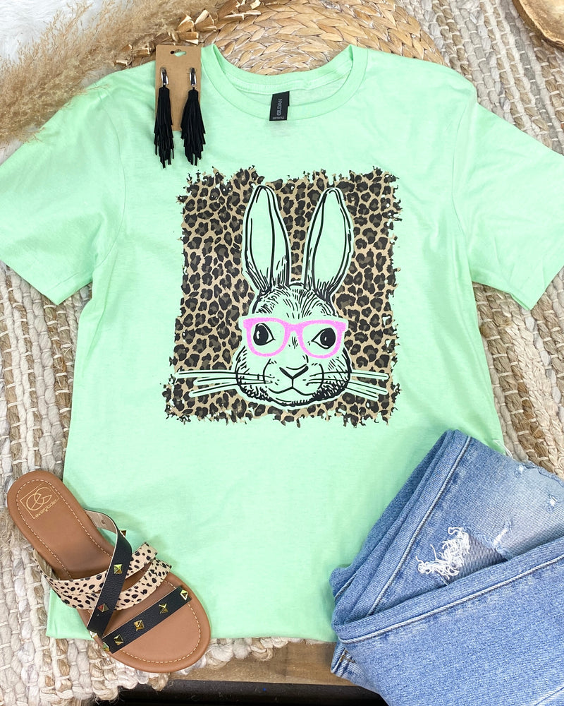 All About Rabbit Glasses Mint Tee