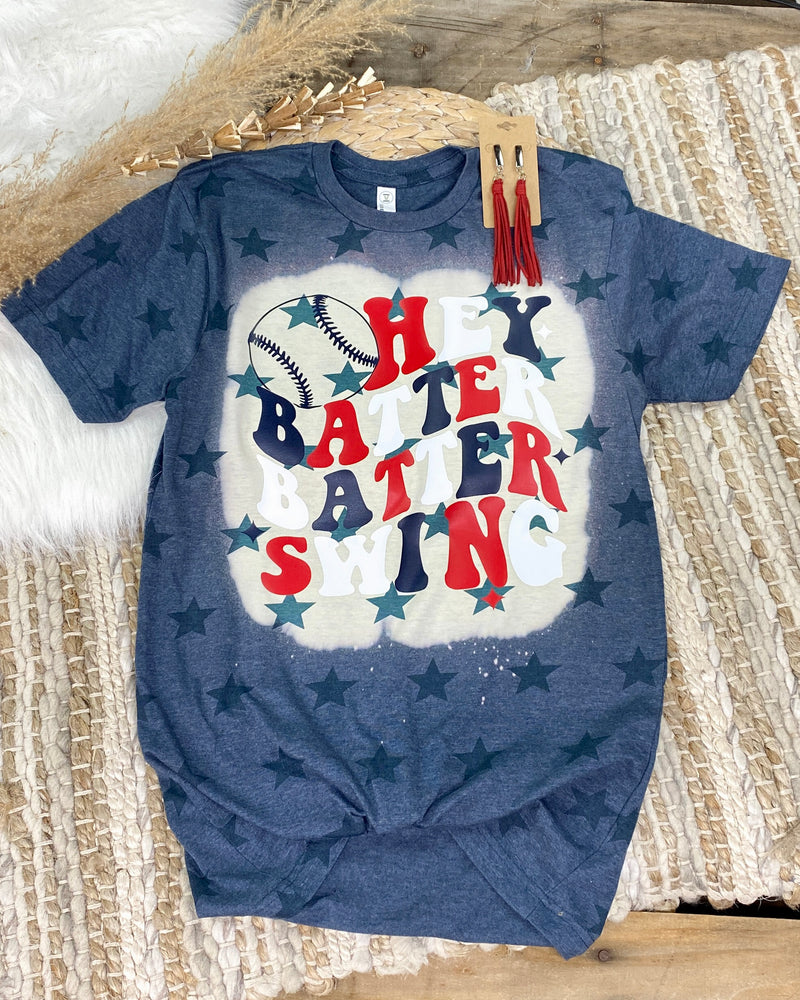 Hey Batter Navy Bleached Tee